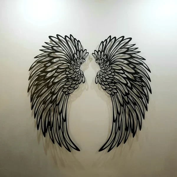 LED Angel Wings Metal Wall Art