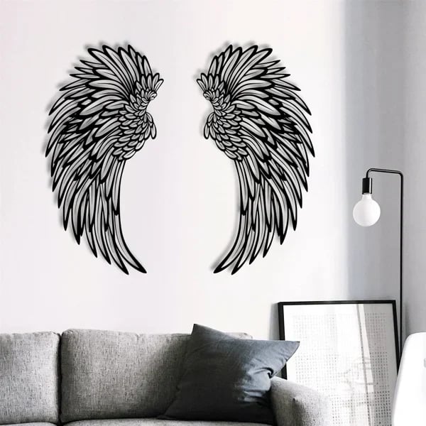 LED Angel Wings Metal Wall Art