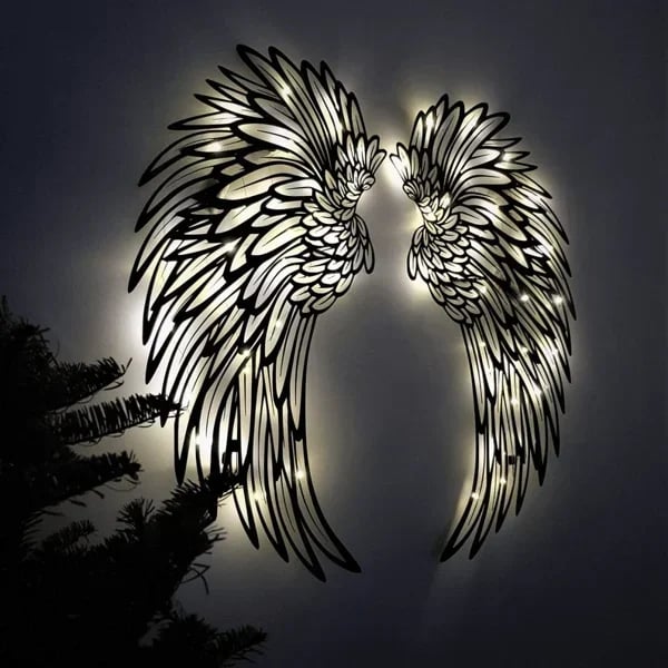 LED Angel Wings Metal Wall Art