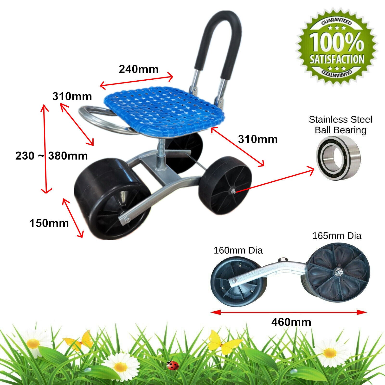 Oz Height Adjustable 360Â° Rotating Gardening Seat