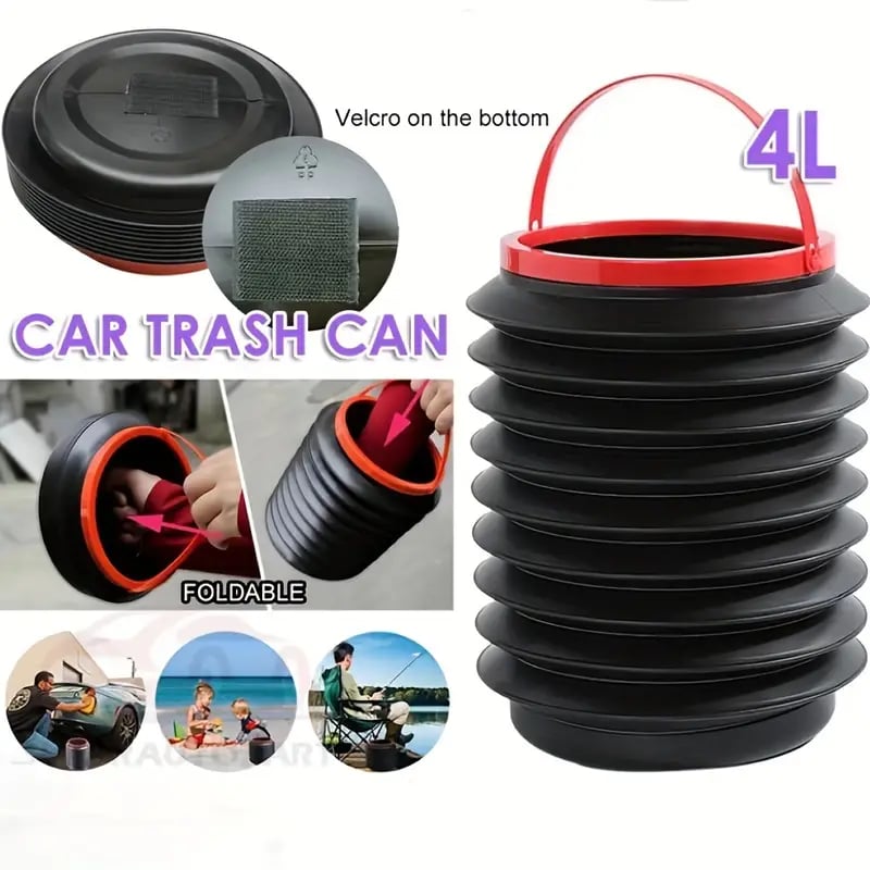 Portable Car Trash Bin: Foldable Outdoor Fishing Bucket Trash Can