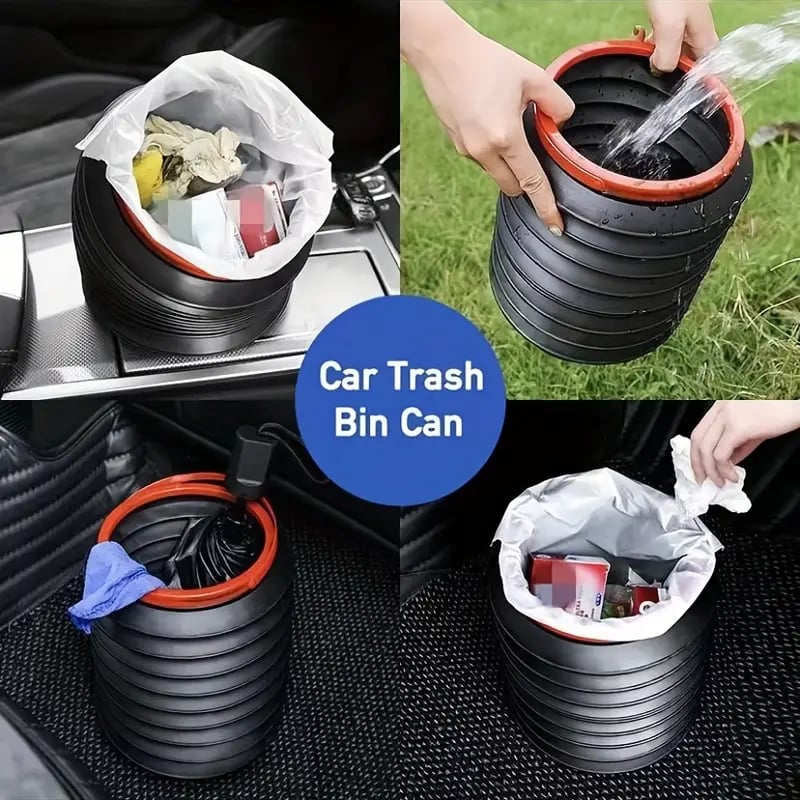 Portable Car Trash Bin: Foldable Outdoor Fishing Bucket Trash Can