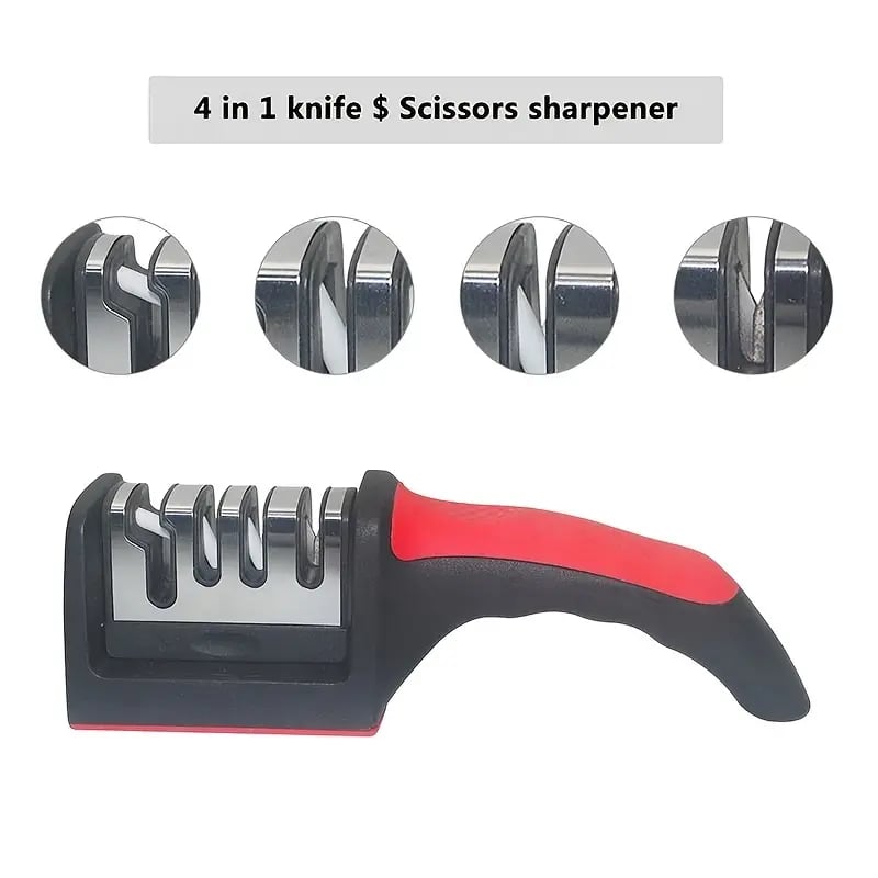 Professional 4 - Stage Knife Sharpener: Sharpen Your Knives with Tungsten, Diamond & Ceramic Stones!