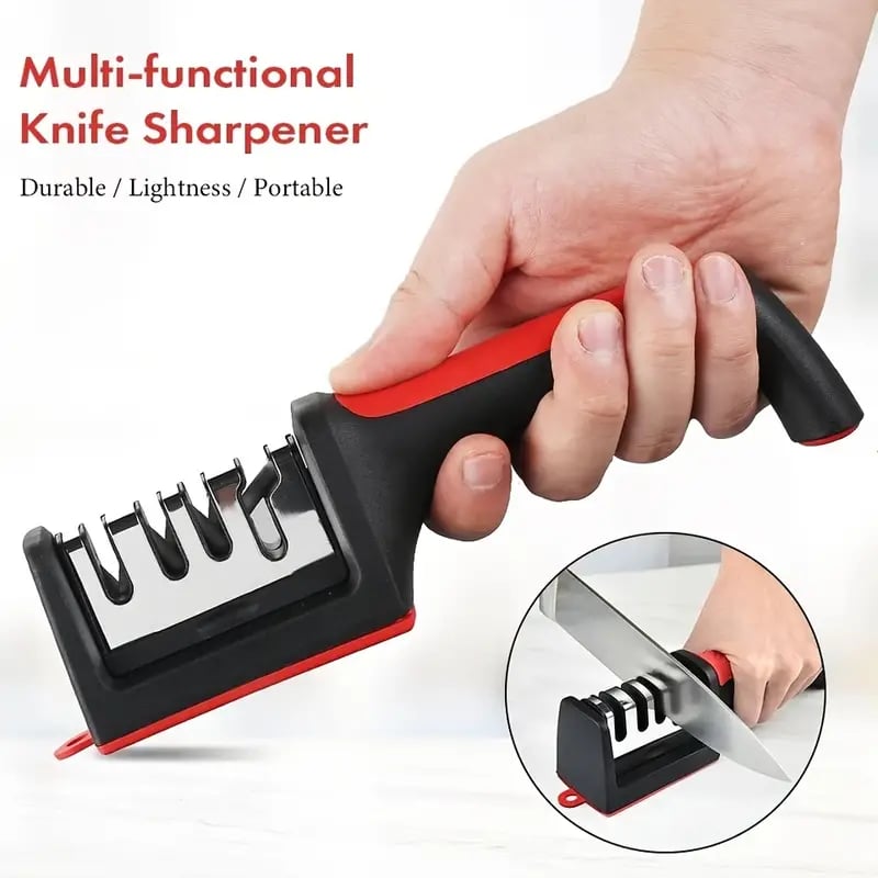 Professional 4 - Stage Knife Sharpener: Sharpen Your Knives with Tungsten, Diamond & Ceramic Stones!