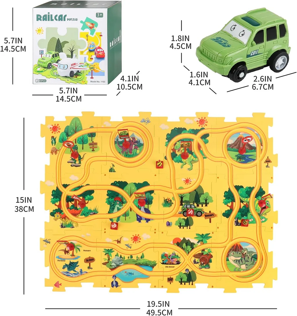 Puzzle Track Play - Operated Toy Vehicle and Puzzle Board