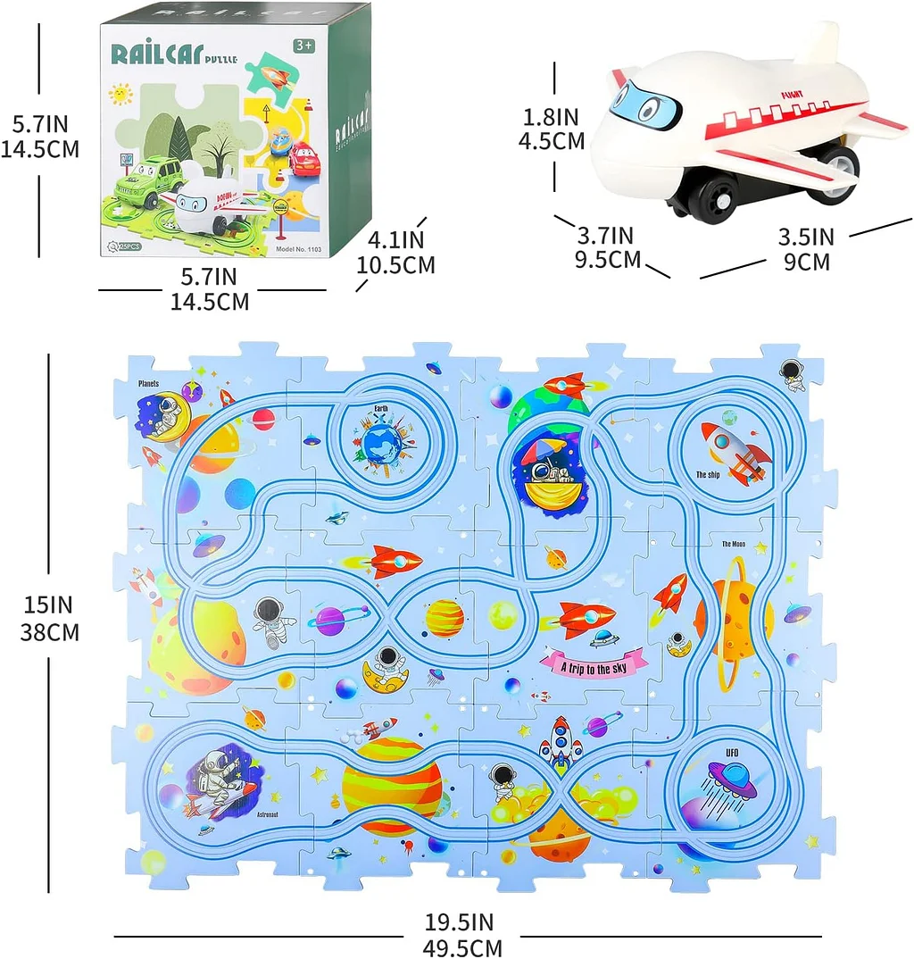 Puzzle Track Play - Operated Toy Vehicle and Puzzle Board