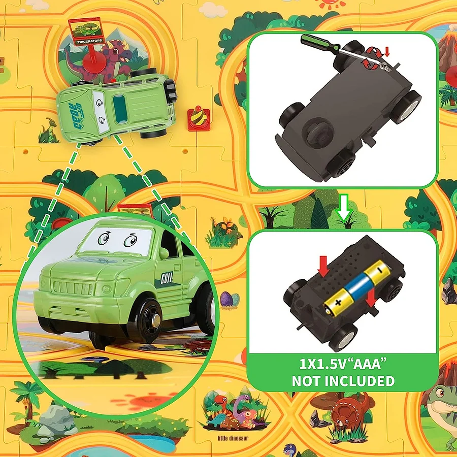 Puzzle Track Play - Operated Toy Vehicle and Puzzle Board