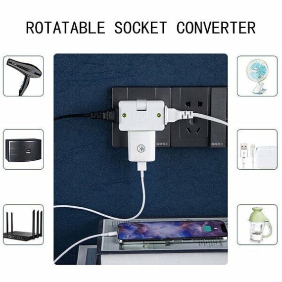 Rotatable Socket Converter One In Three 180 Degree Extension Plug