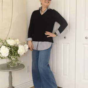 Seamed Front Wide Leg Jeans