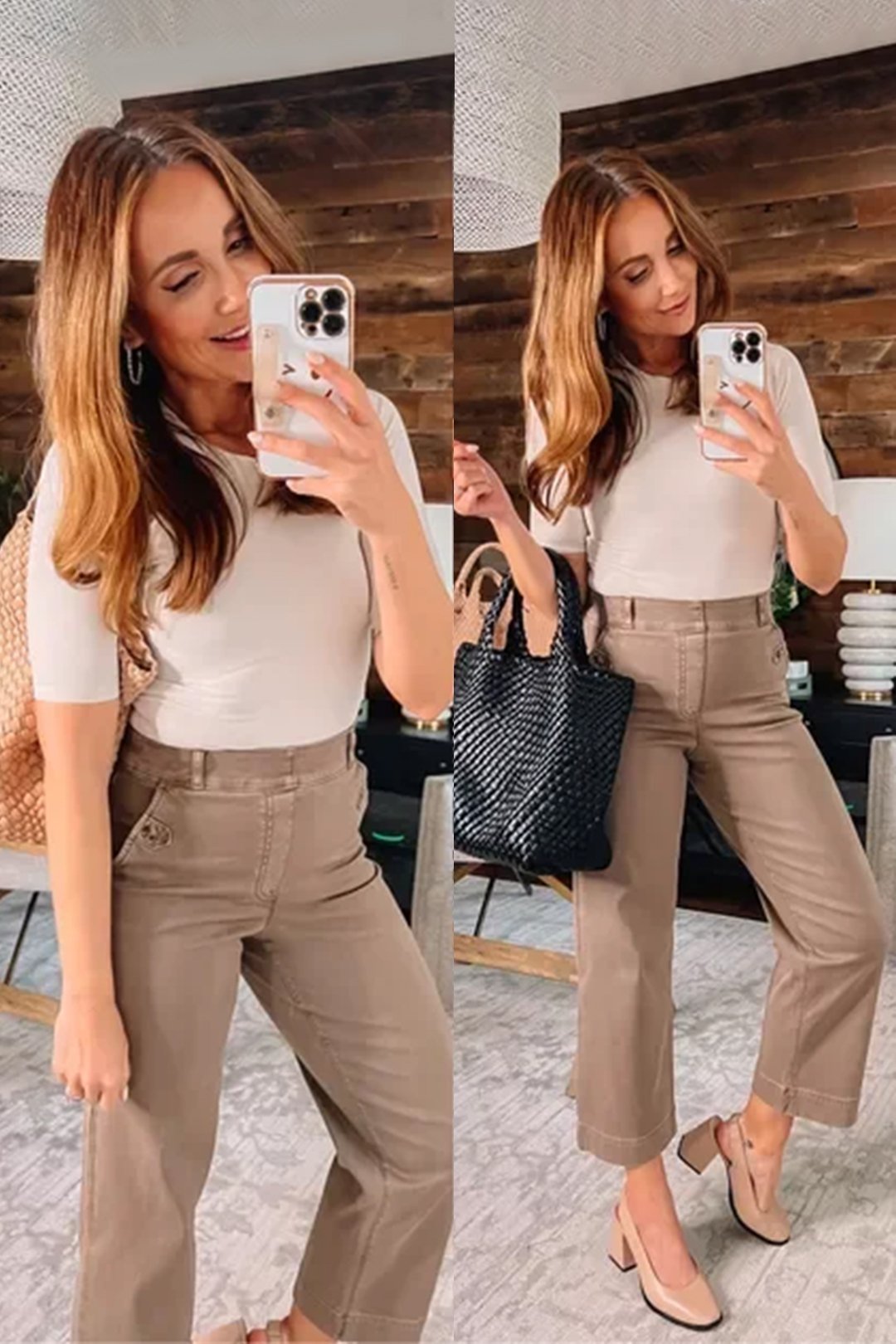 Stretch Twill Cropped Wide Leg Pants