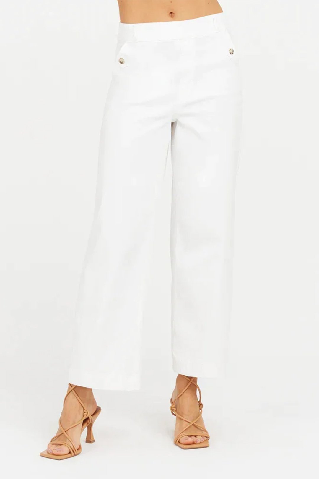 Stretch Twill Cropped Wide Leg Pants