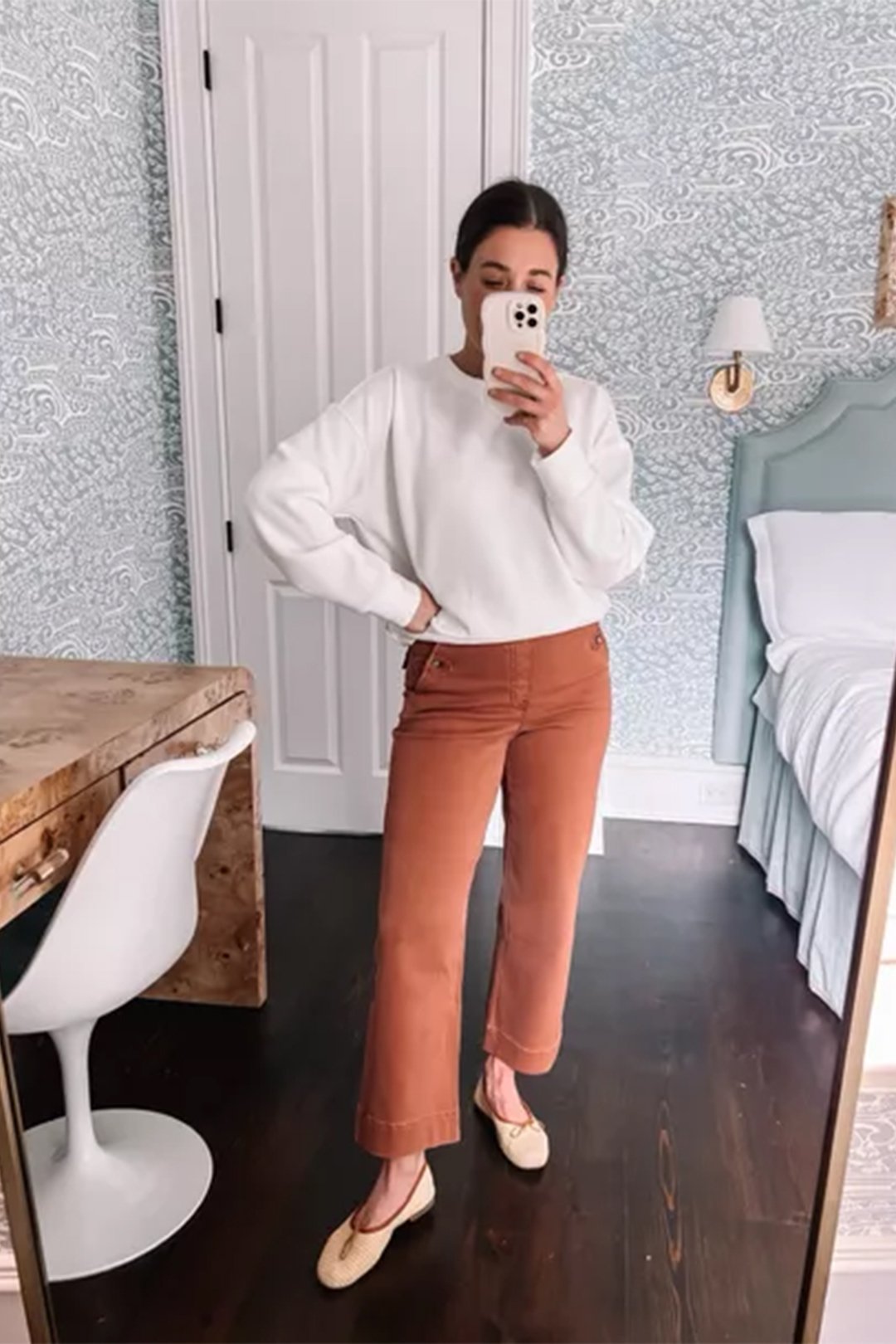 Stretch Twill Cropped Wide Leg Pants