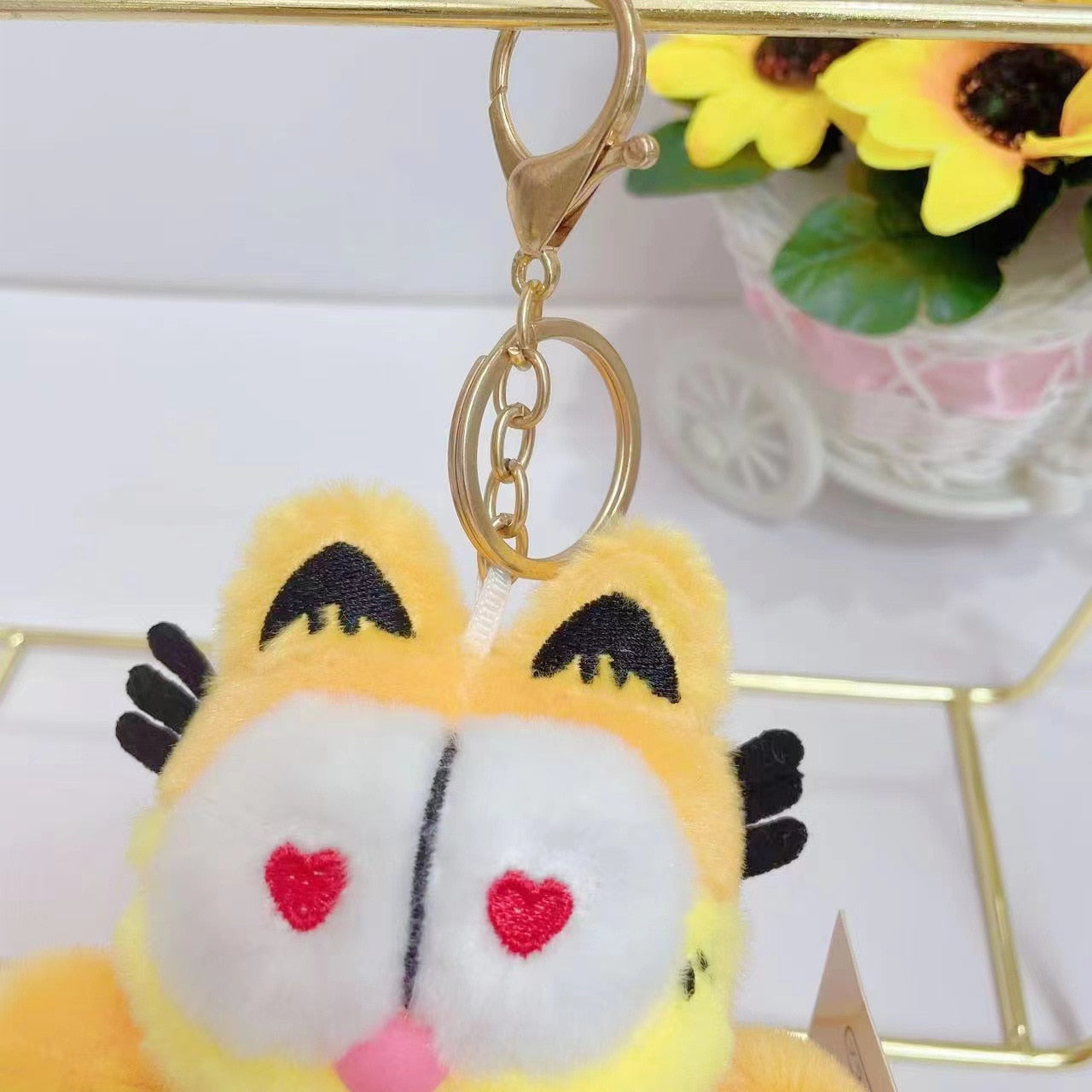 The Garfield Show Cute Plush Doll Backpack Pendant Kawaii Fluffy Soft Stuffed Toy Key Chain Schoolbag Decoration Christmas Gifts