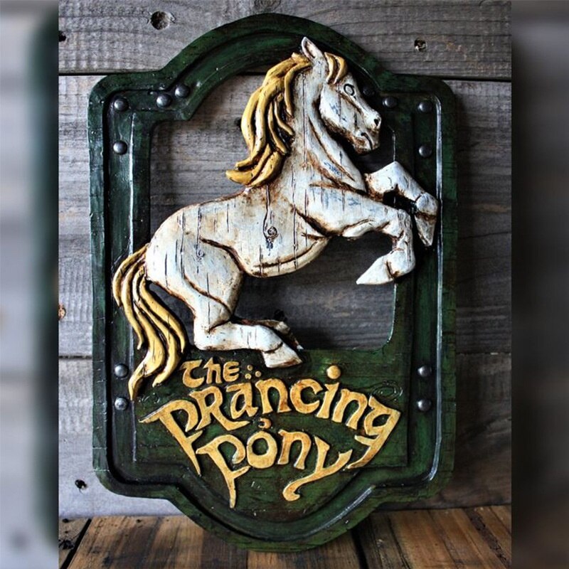 The Prancing Pony & The Green Dragon Pub Signs Set Handmade Bar Style - Lord of The Rings