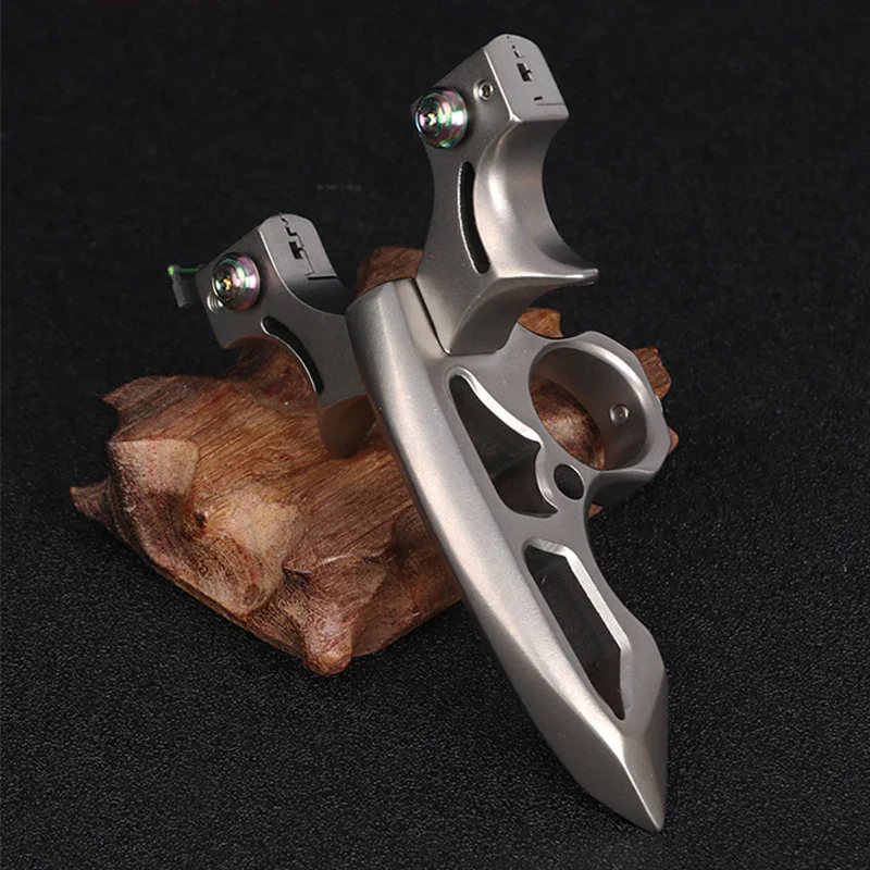 Titanium alloy finger tiger slingshot two-in-one high-precision outdoor hunting professional slingshot self-defense tool