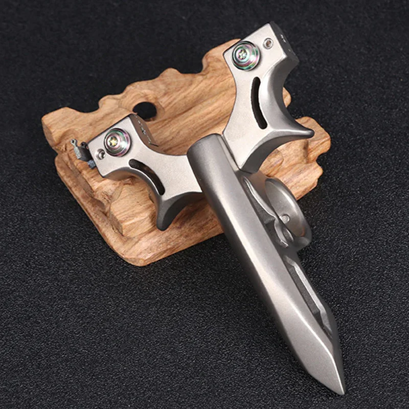 Titanium alloy finger tiger slingshot two-in-one high-precision outdoor hunting professional slingshot self-defense tool