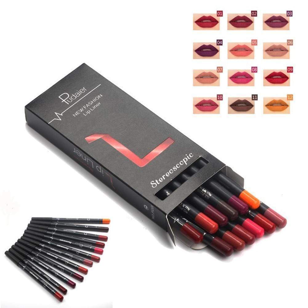 12 Colors Lip Liner Pencil Waterproof Non-Marking