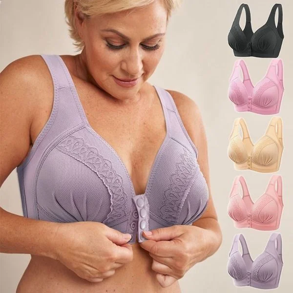 2023 breathable cotton bra with front button