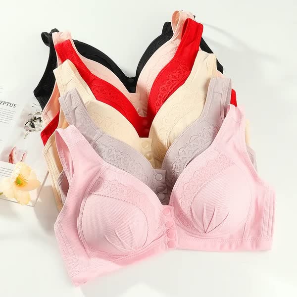 2023 breathable cotton bra with front button