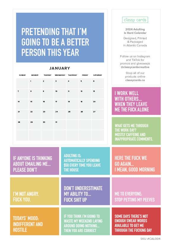 2024 CALENDAR ADULTING IS HARD