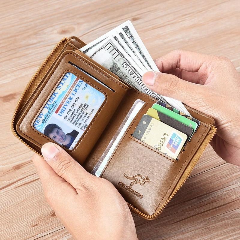 BIG SALE 49% OFF - Men Wallet Zipper PU leather Purse (RFID PROTECTED)