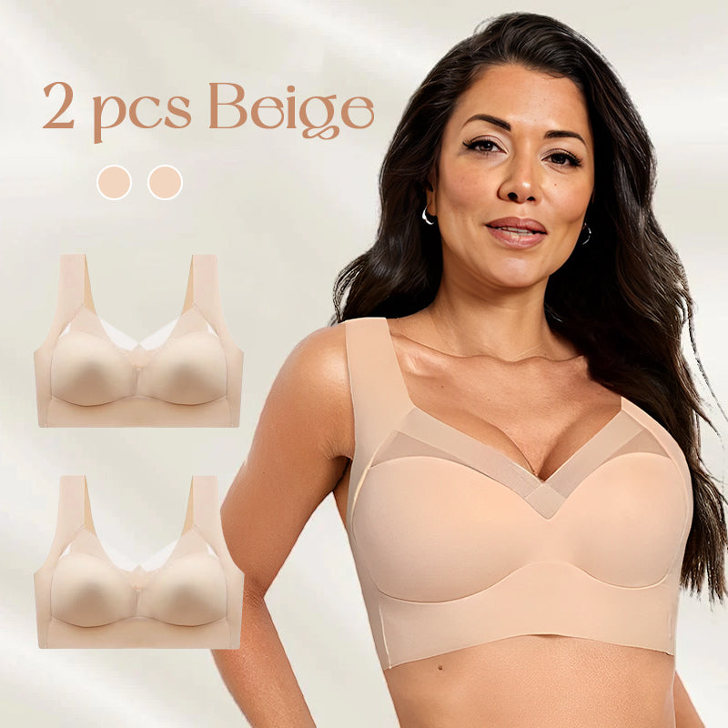 Bra For You - Wirefree Comfort Lift Push Up Mesh Lace Bra