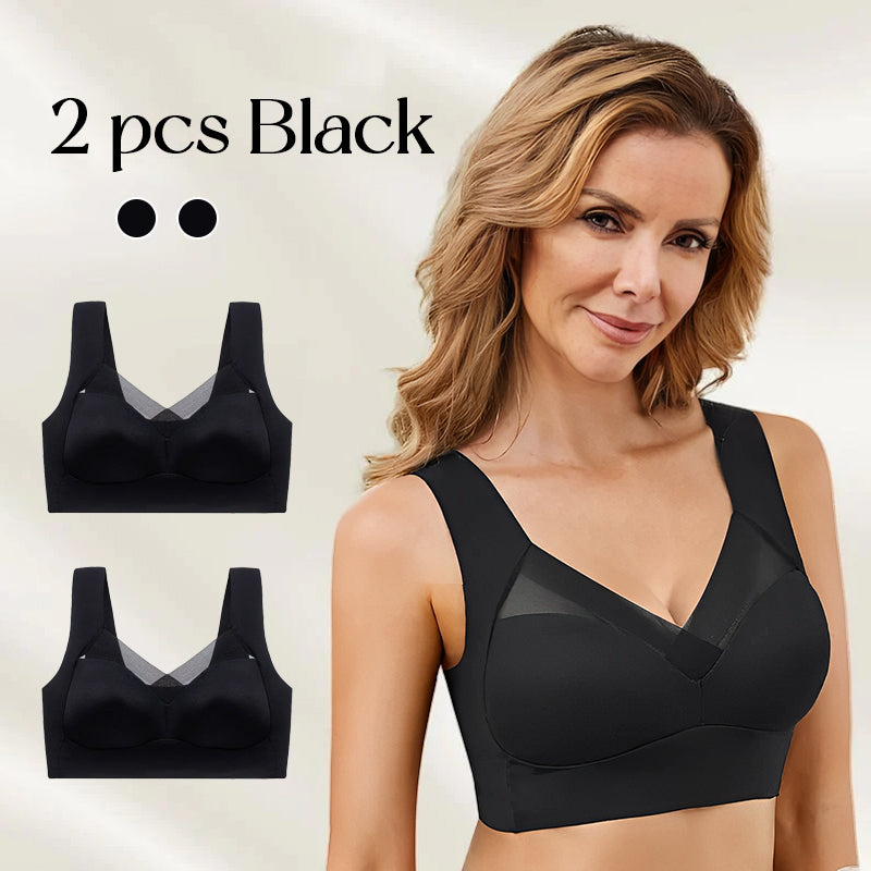 Bra For You - Wirefree Comfort Lift Push Up Mesh Lace Bra