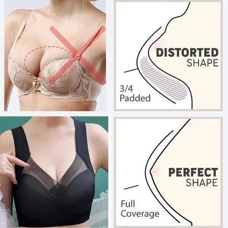 Bra For You - Wirefree Comfort Lift Push Up Mesh Lace Bra