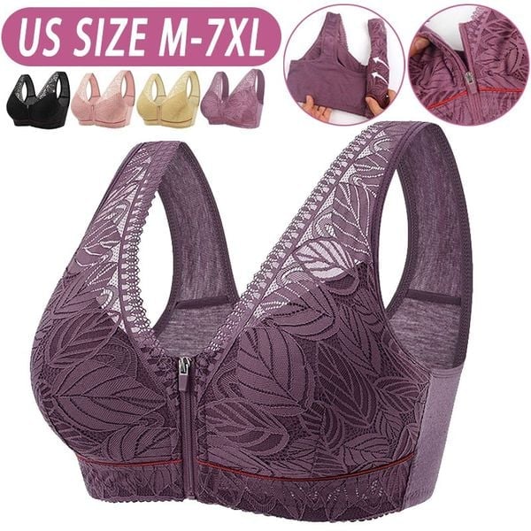 Buy 2, Get 1 Free - Wireless Cotton Button-Up Bra, Natural