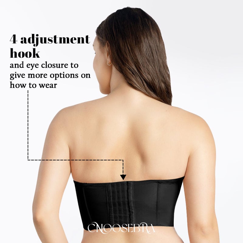 CHOOSEBRA - STRAPLESS LONG LINE BUSTIER BRA-2PCS (BLACK+NUDE)