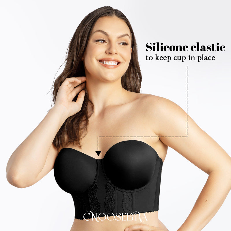 CHOOSEBRA – STRAPLESS LONG LINE BUSTIER BRA-2PCS (BLACK+NUDE)