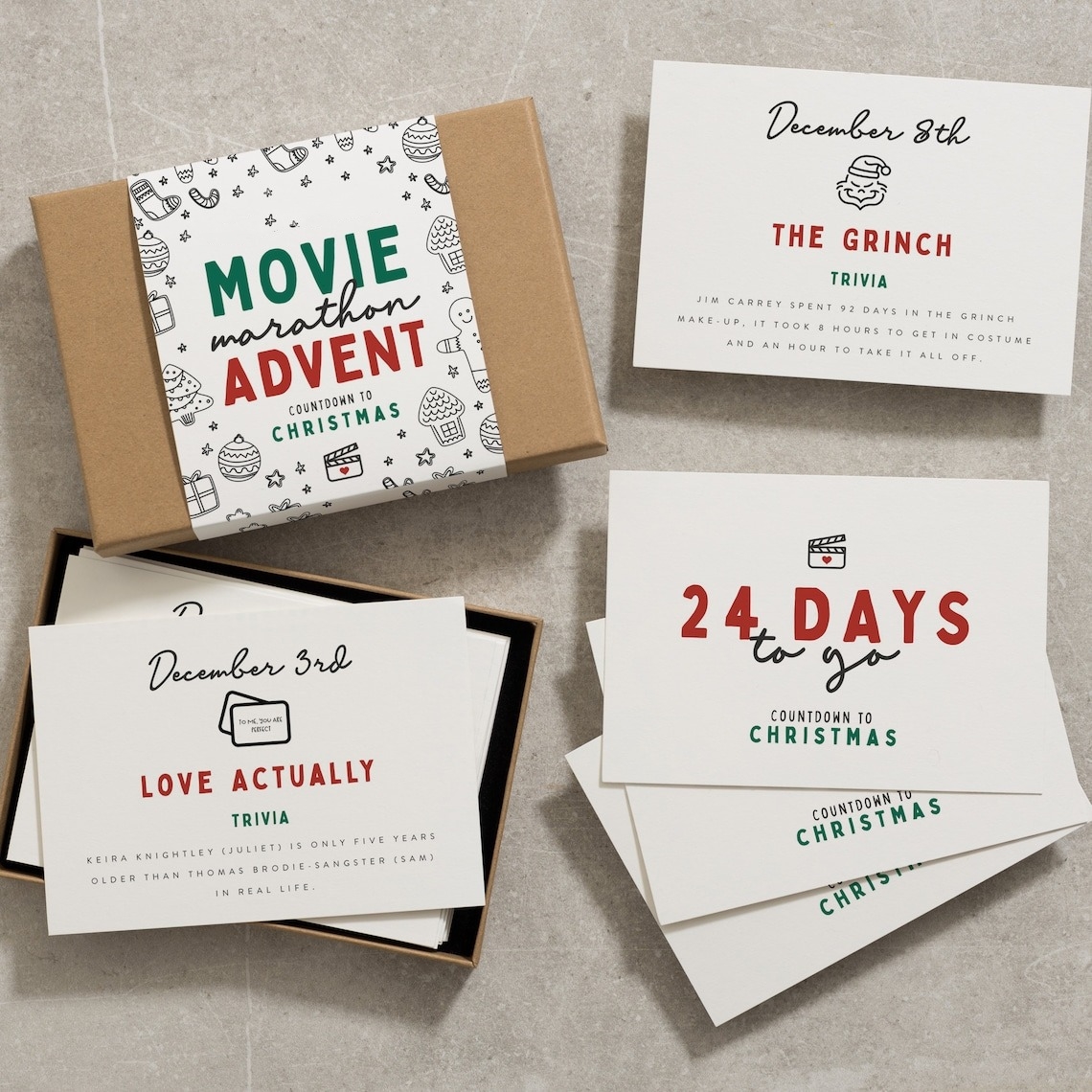 Christmas Advent Calendar-Twenty-Four Days Of Christmas Card Set