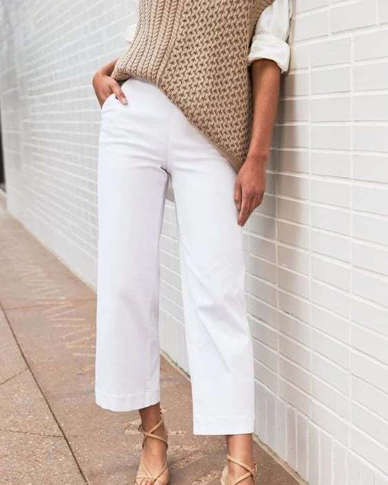 EARLY MOTHER'S DAY SALE - Stretch Twill Cropped Wide Leg Pants