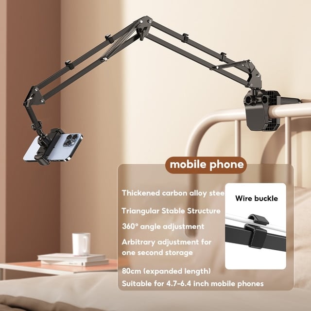 Hidden Bedside Phone Tablet Holder Retractable