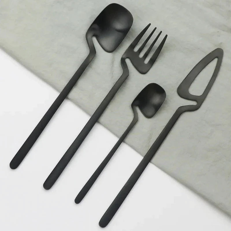 HomeTod Modern Matte Black Cutlery Set