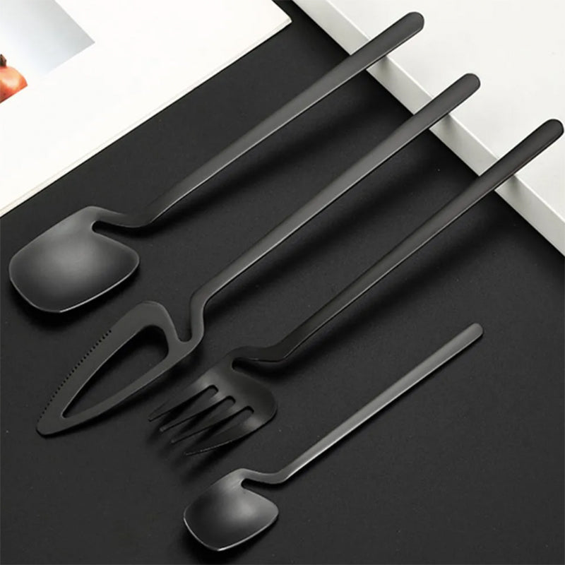 HomeTod Modern Matte Black Cutlery Set