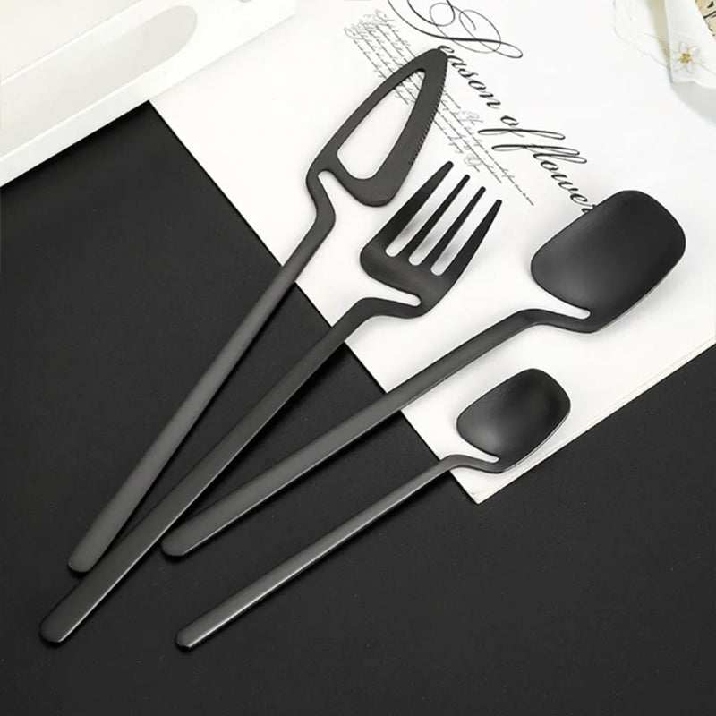 HomeTod Modern Matte Black Cutlery Set