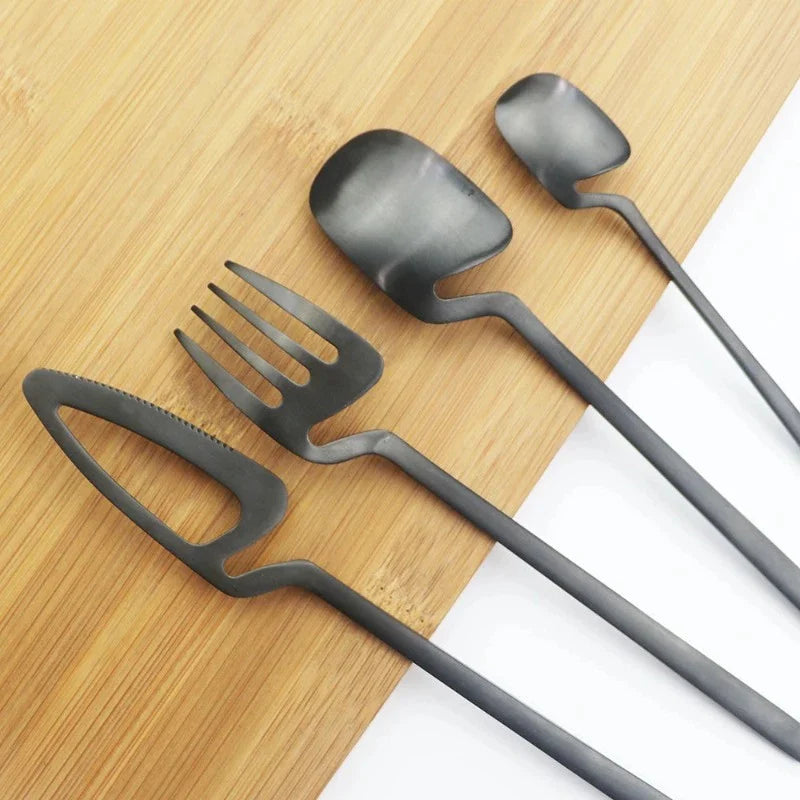 HomeTod Modern Matte Black Cutlery Set