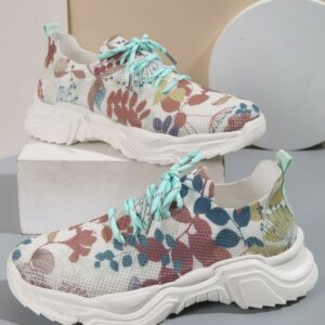 HOT SALE - Floral Print Lace - up Breathable Orthopedic Sneakers