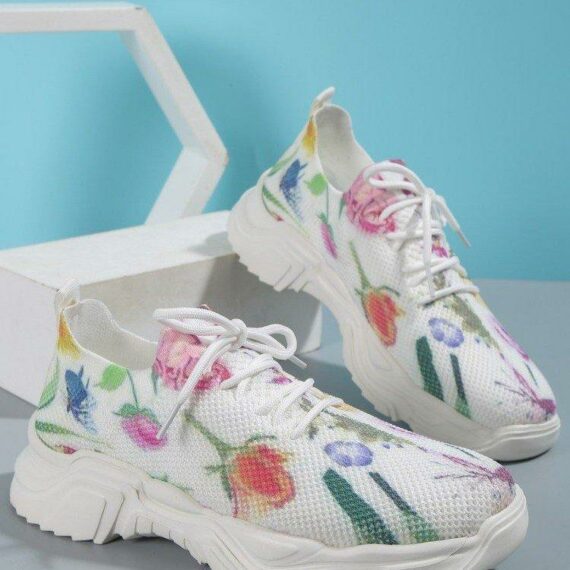 HOT SALE - Floral Print Lace - up Breathable Orthopedic Sneakers