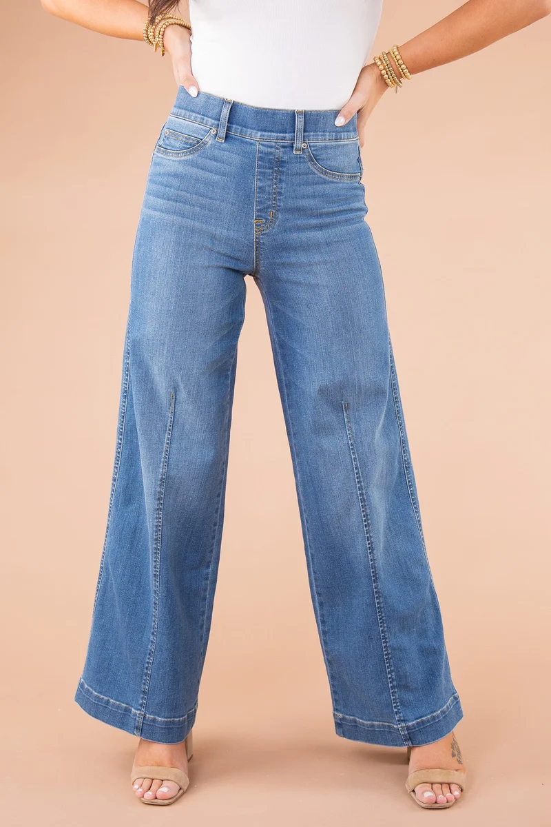 LAST DAY 50% OFF - SEAMED FRONT WIDE LEG JEANS