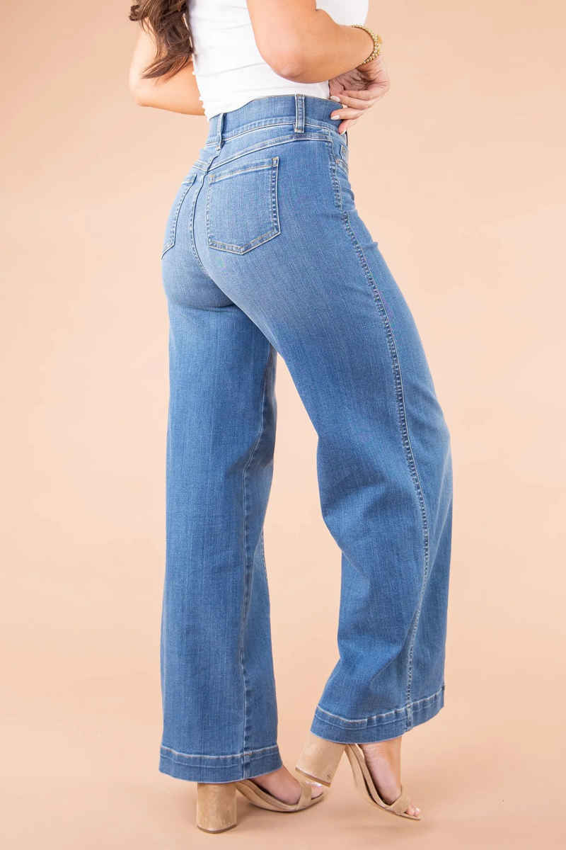 LAST DAY 50% OFF - SEAMED FRONT WIDE LEG JEANS