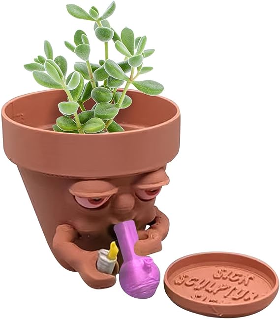 (Last Day Promotion - 50% OFF) Pot Smoking Pot planter for succulents or houseplants ripping a bong