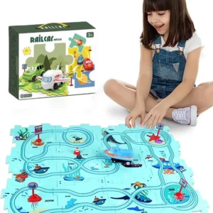 Last Day Sale 50% - Children's Educational Puzzle Track Car Play Set