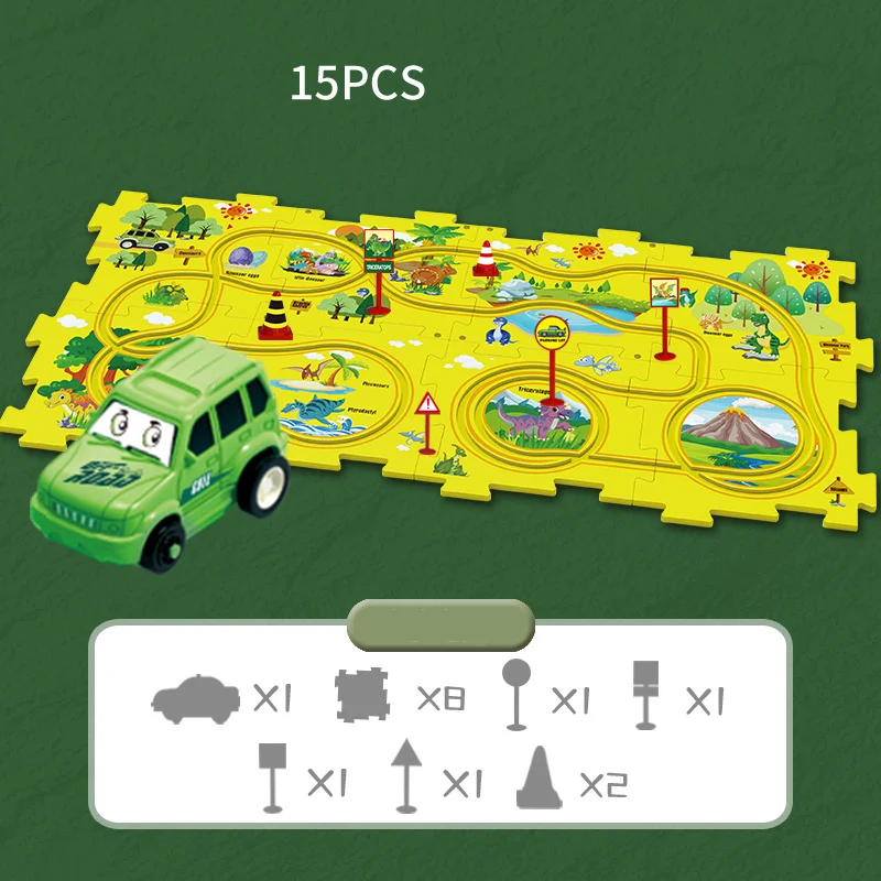 Last Day Sale 50% - Children's Educational Puzzle Track Car Play Set