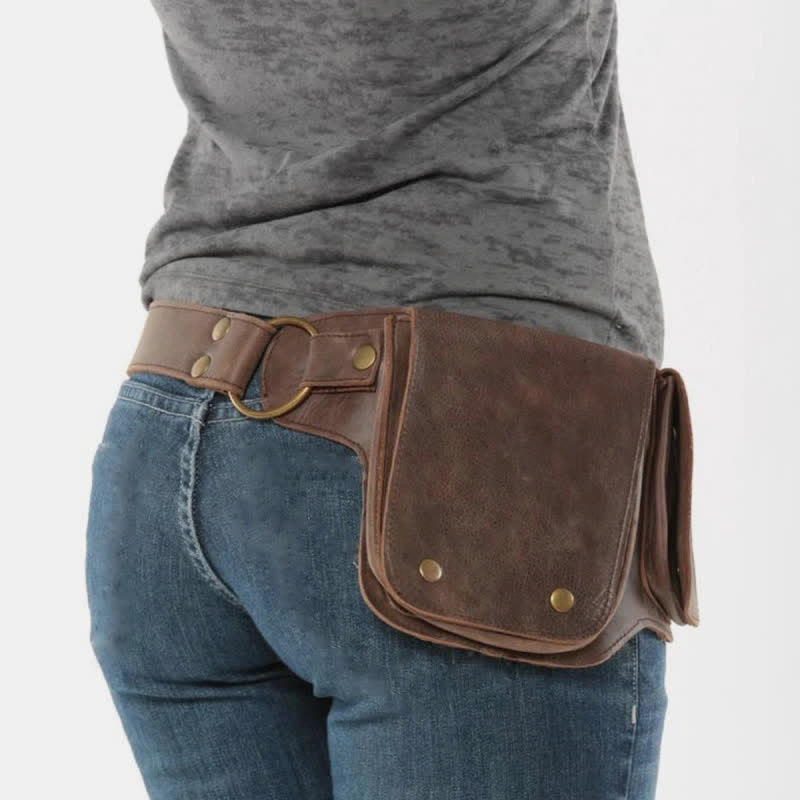 Leather Fanny Pack for Women Men Waist Belt Bag Drop Leg Thigh Bags