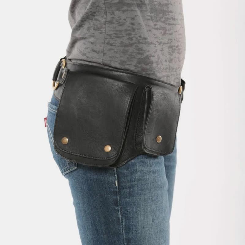 Leather Fanny Pack For Women Men Waist Belt Bag Drop Leg Thigh Bags