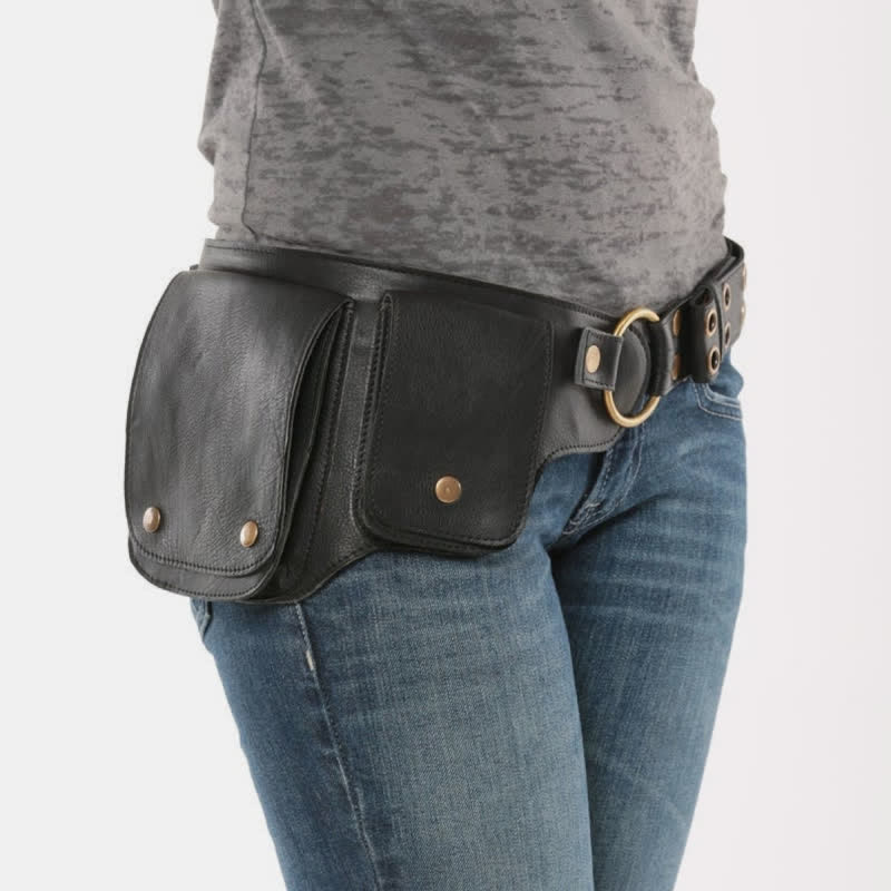 Leather Fanny Pack For Women Men Waist Belt Bag Drop Leg Thigh Bags