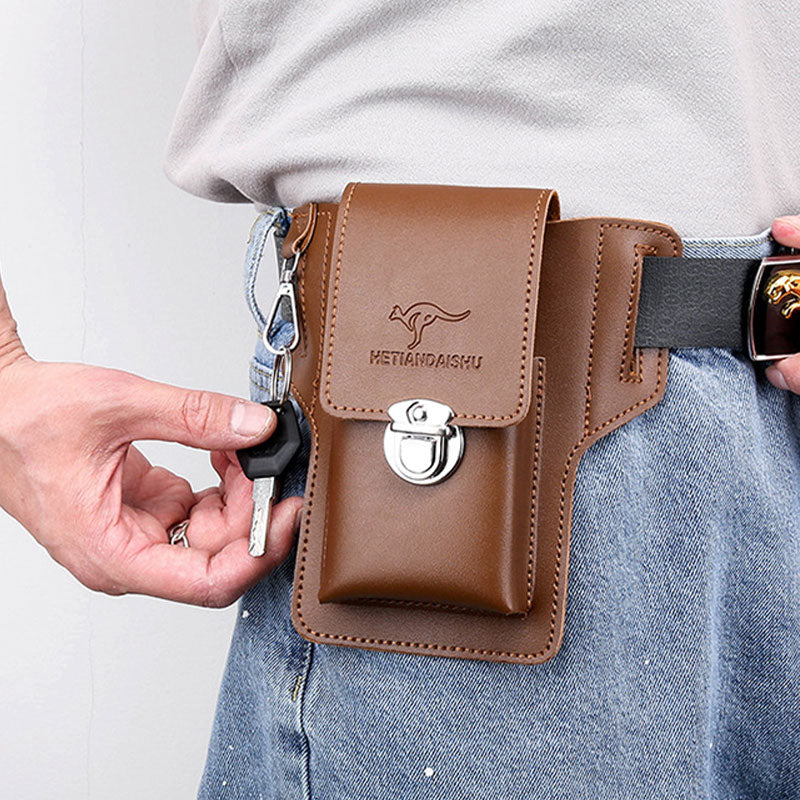 Leather Phone Pouch for Belt Universal Smartphone Holster Waist Bag