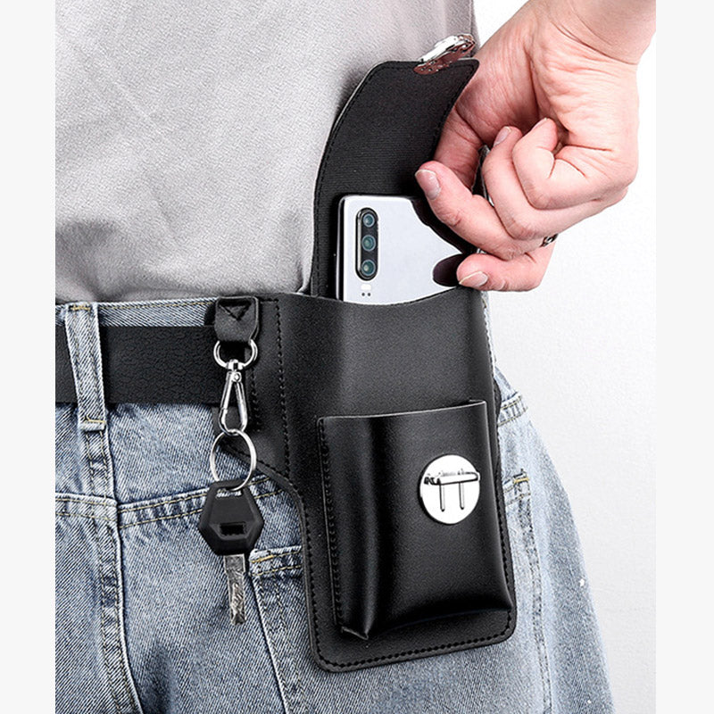 Leather Phone Pouch for Belt Universal Smartphone Holster Waist Bag